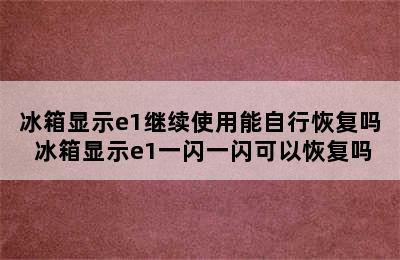 冰箱显示e1继续使用能自行恢复吗 冰箱显示e1一闪一闪可以恢复吗